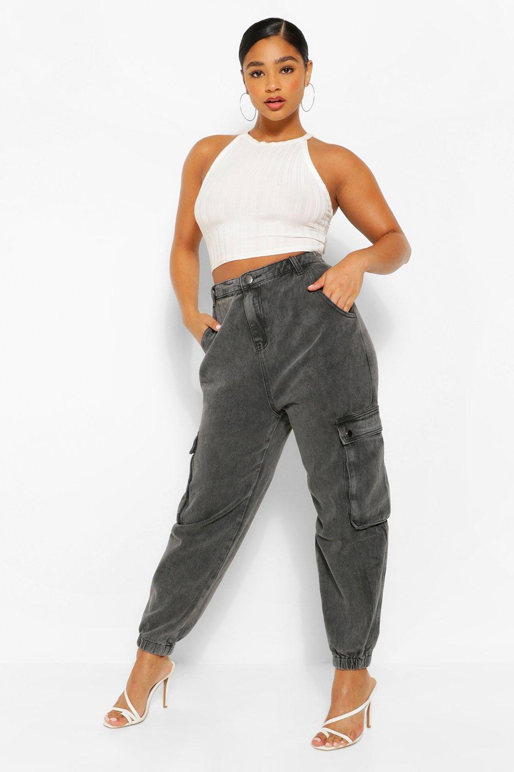 cargo jeans womens black