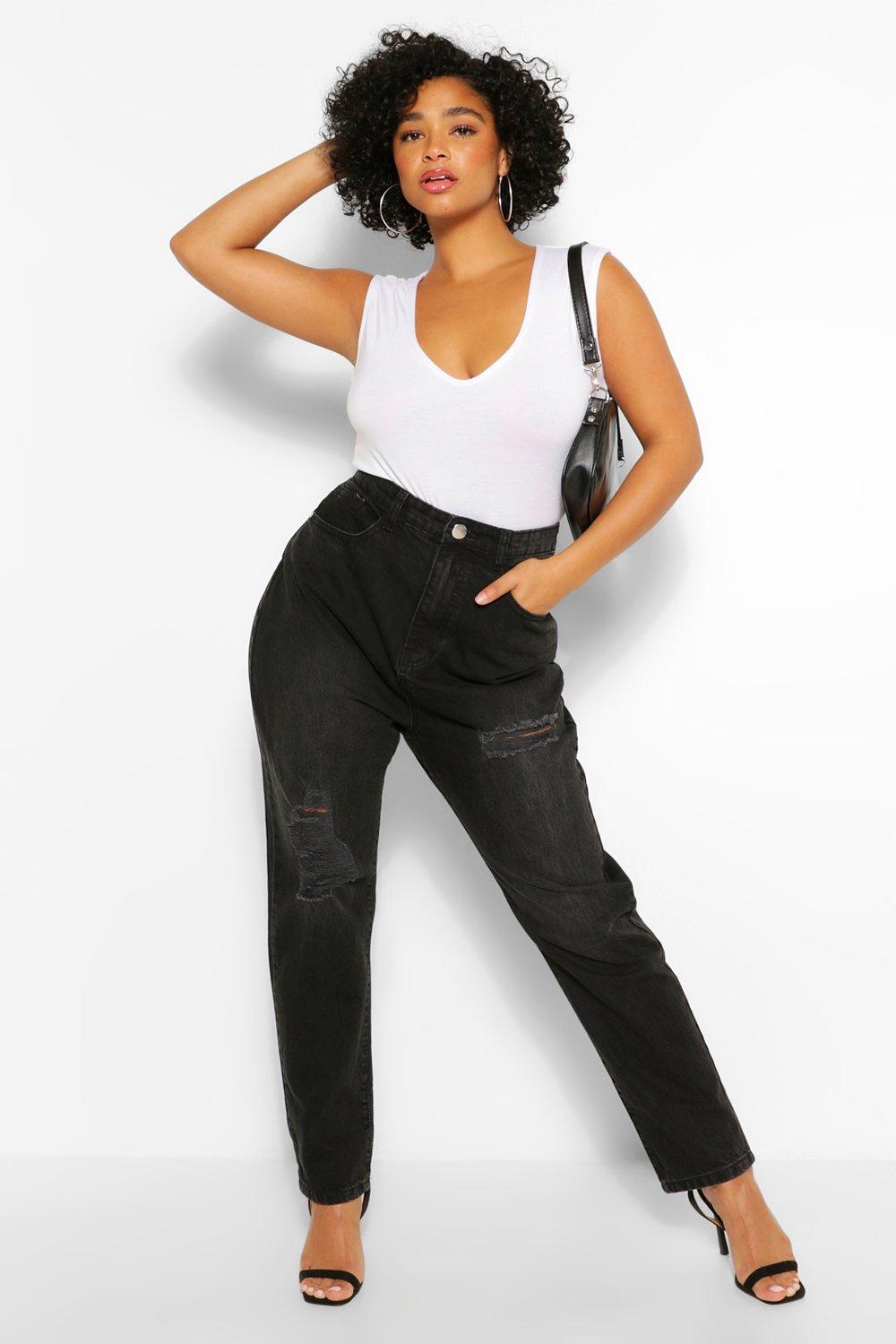black plus size mom jeans