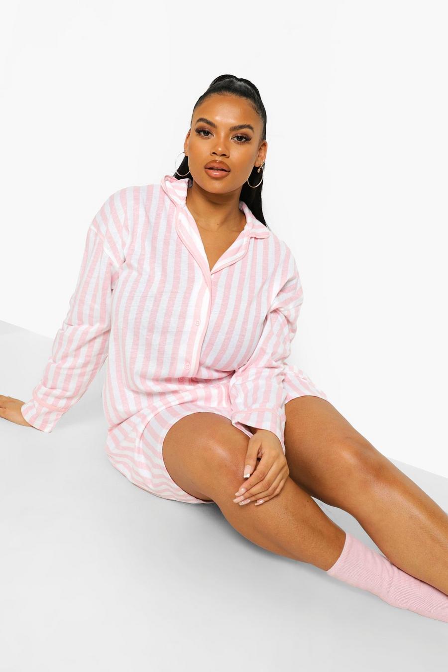 Pink Plus - Randig nattskjorta image number 1
