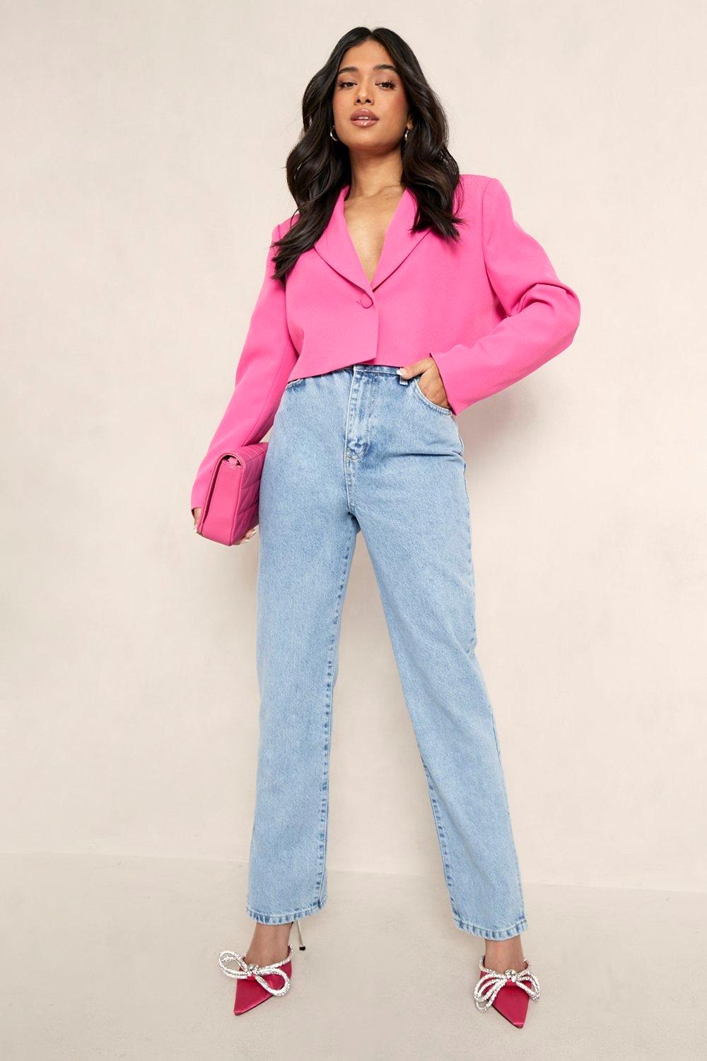 Petite Mid Wash Split Hem Jeans | boohoo