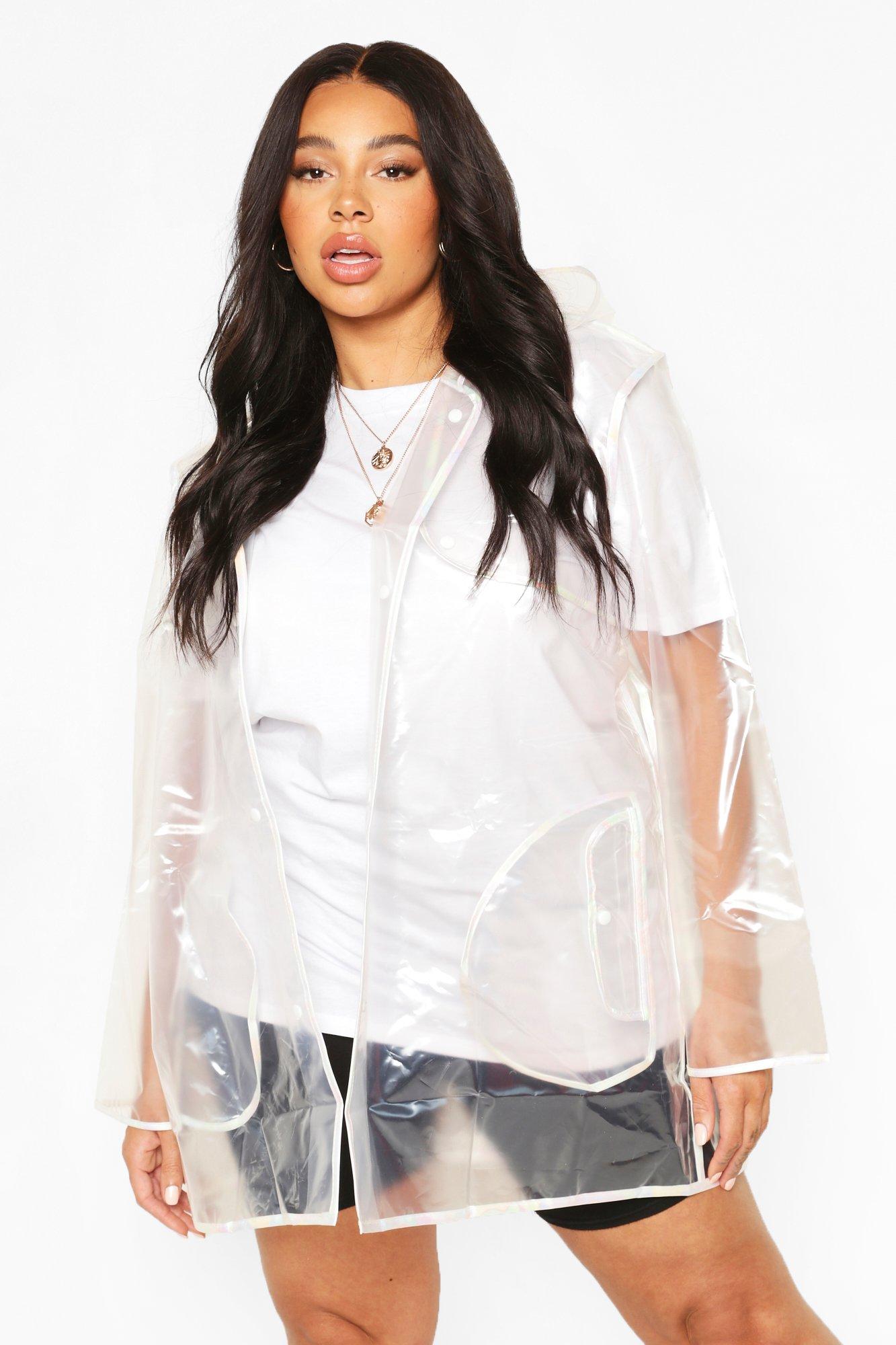 Women s Plus See Through Rain Mac Boohoo UK