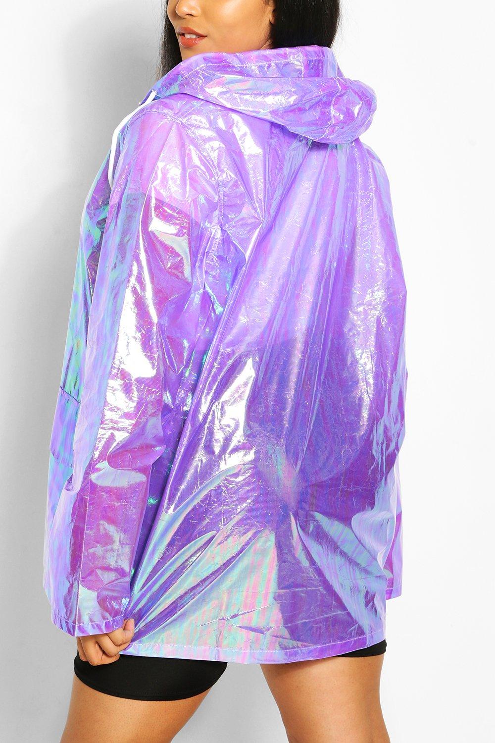 Plus size holographic clearance raincoat