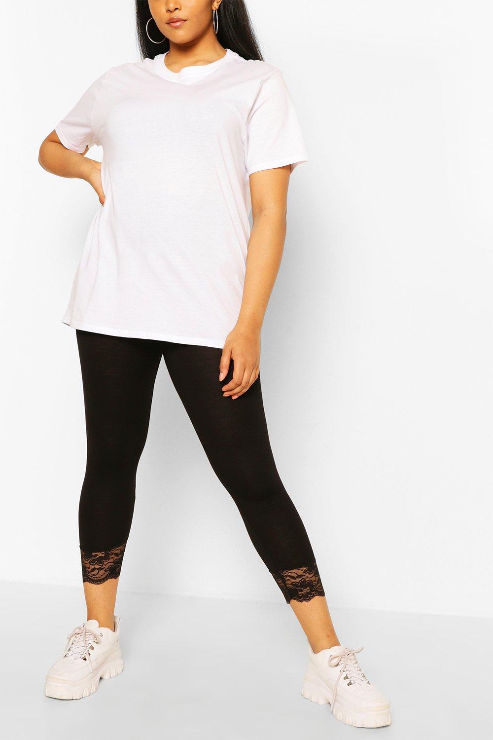 YOURS FOR GOOD Plus Size White Cotton Lace Trim Crop Leggings