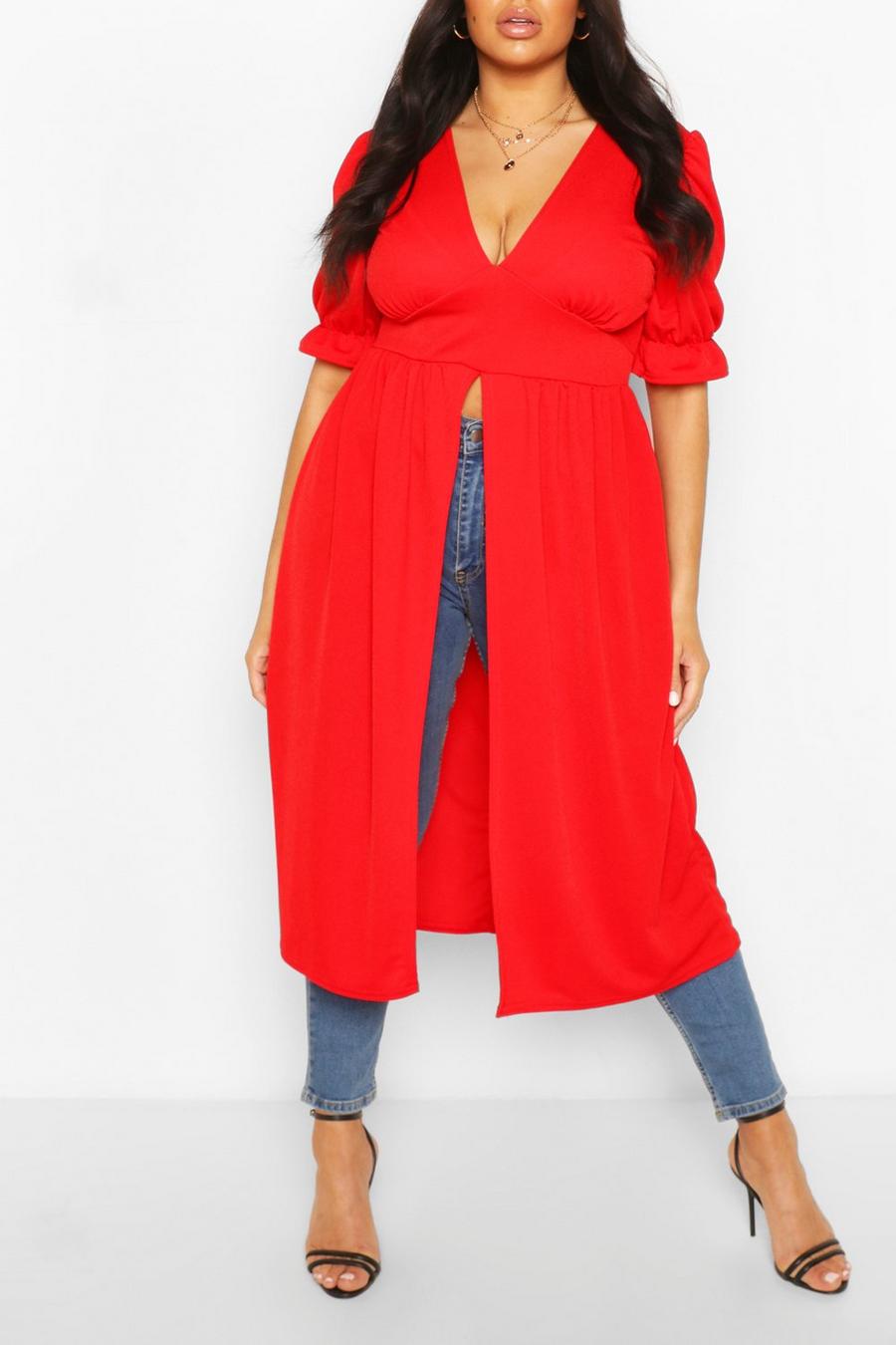 Red rouge Plus Plunge Maxi Top