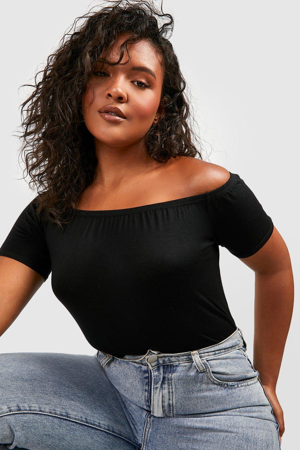 Black off the discount shoulder top crop