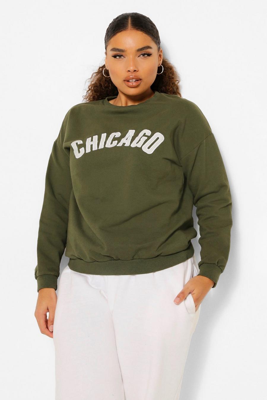 Khaki Plus Washed Chicago Oversized Sweatshirt image number 1
