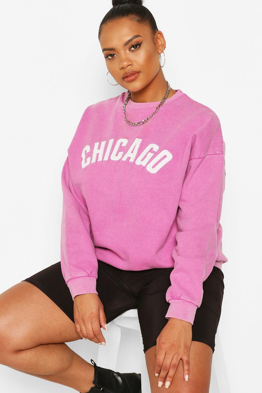 Lilac Plus - "Chicago" Oversize sweatshirt med tvättad effekt image number 1
