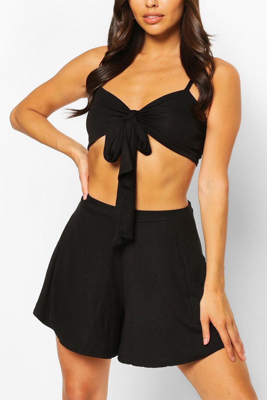 Petite Tie Front Top & Shorts Co-Ord image number 1