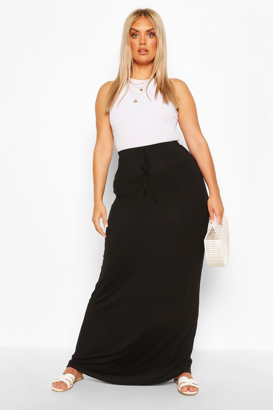 Plus Basic Tie Front Maxi Skirt | boohoo