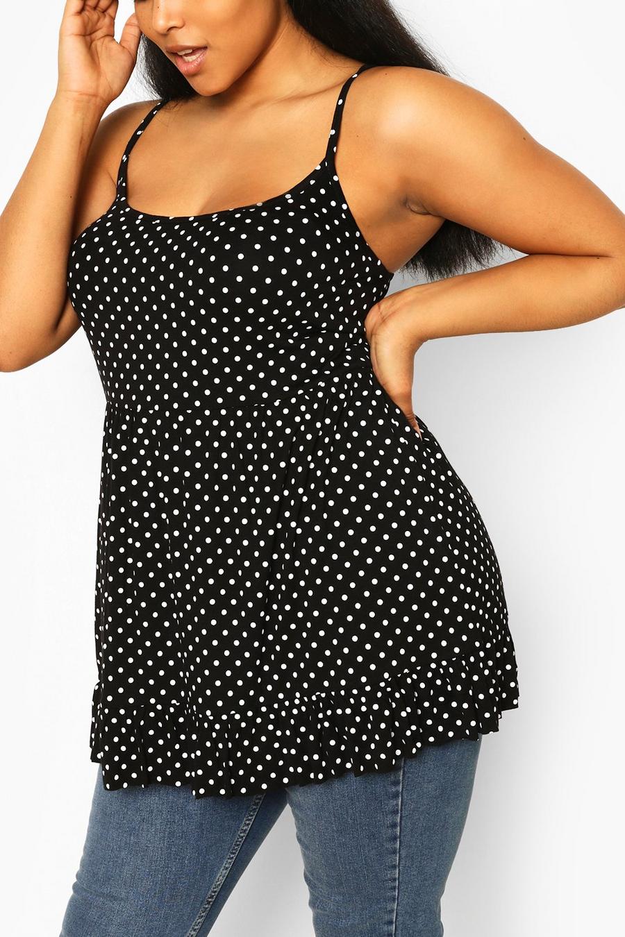 Plus Polka Dot Tiered Smock Camisole image number 1