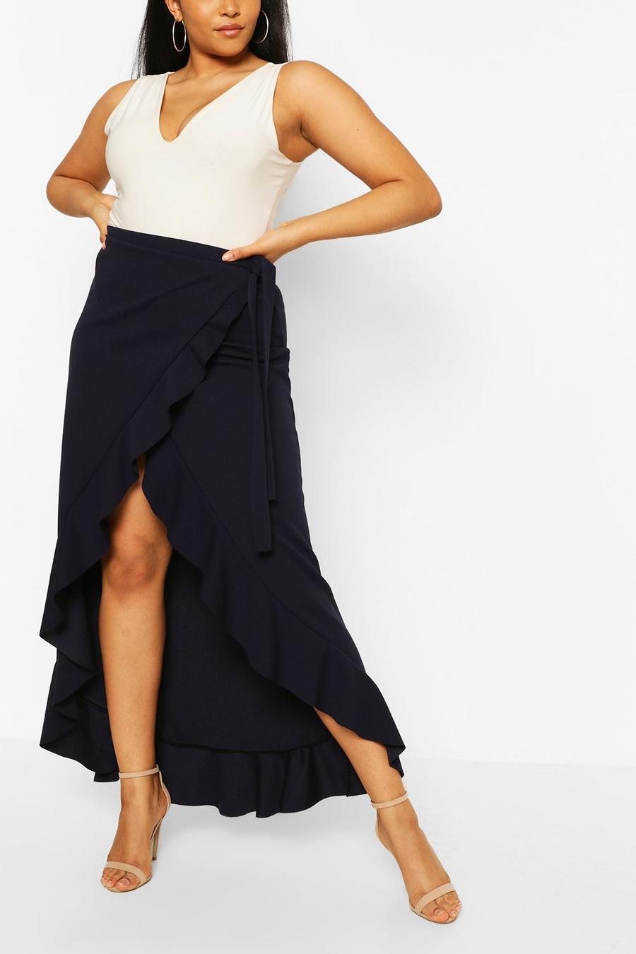 Plus Ruffle Tie Side Maxi Skirt image number 1