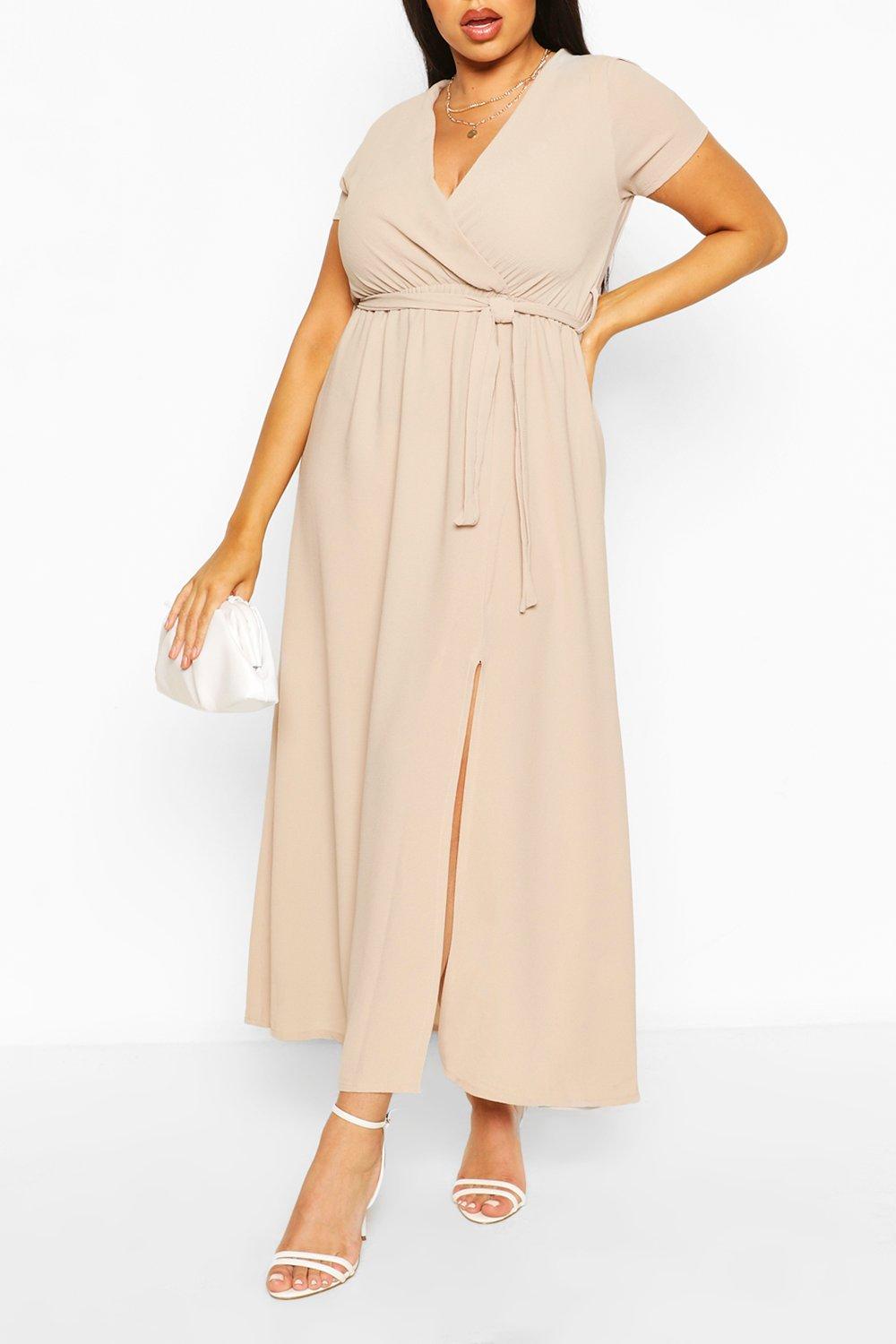 Grande taille Robe longue cache c ur mancherons boohoo