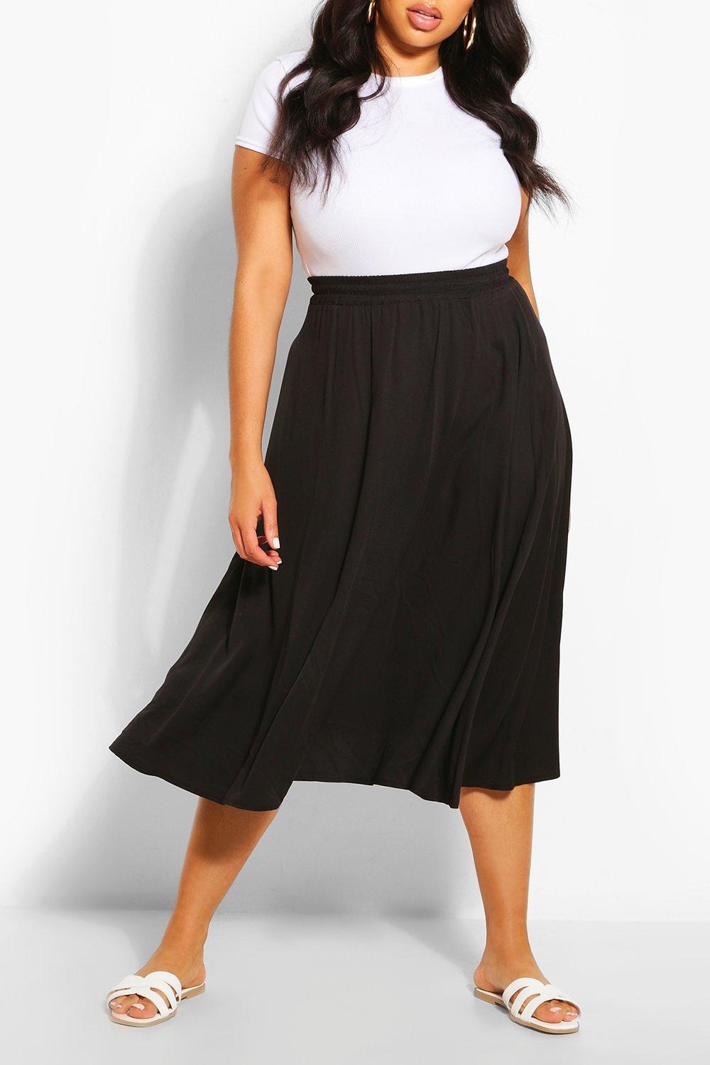 Plus size 2025 midi skirt black