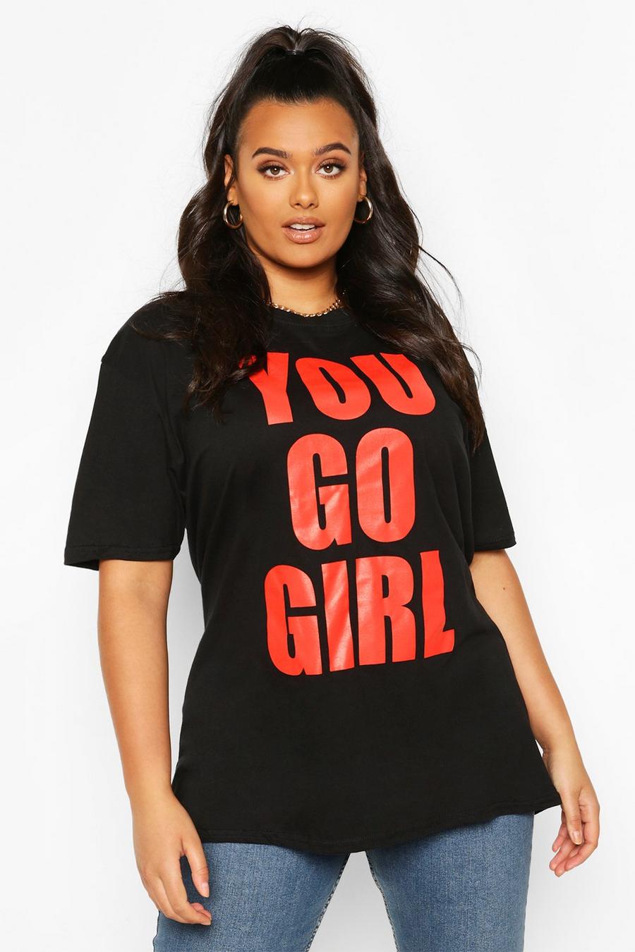 Plus - "You Go Girl" T-shirt med slogan image number 1