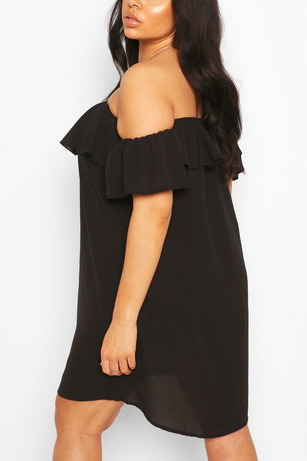 Women s Plus Off The Shoulder Shift Dress Boohoo UK