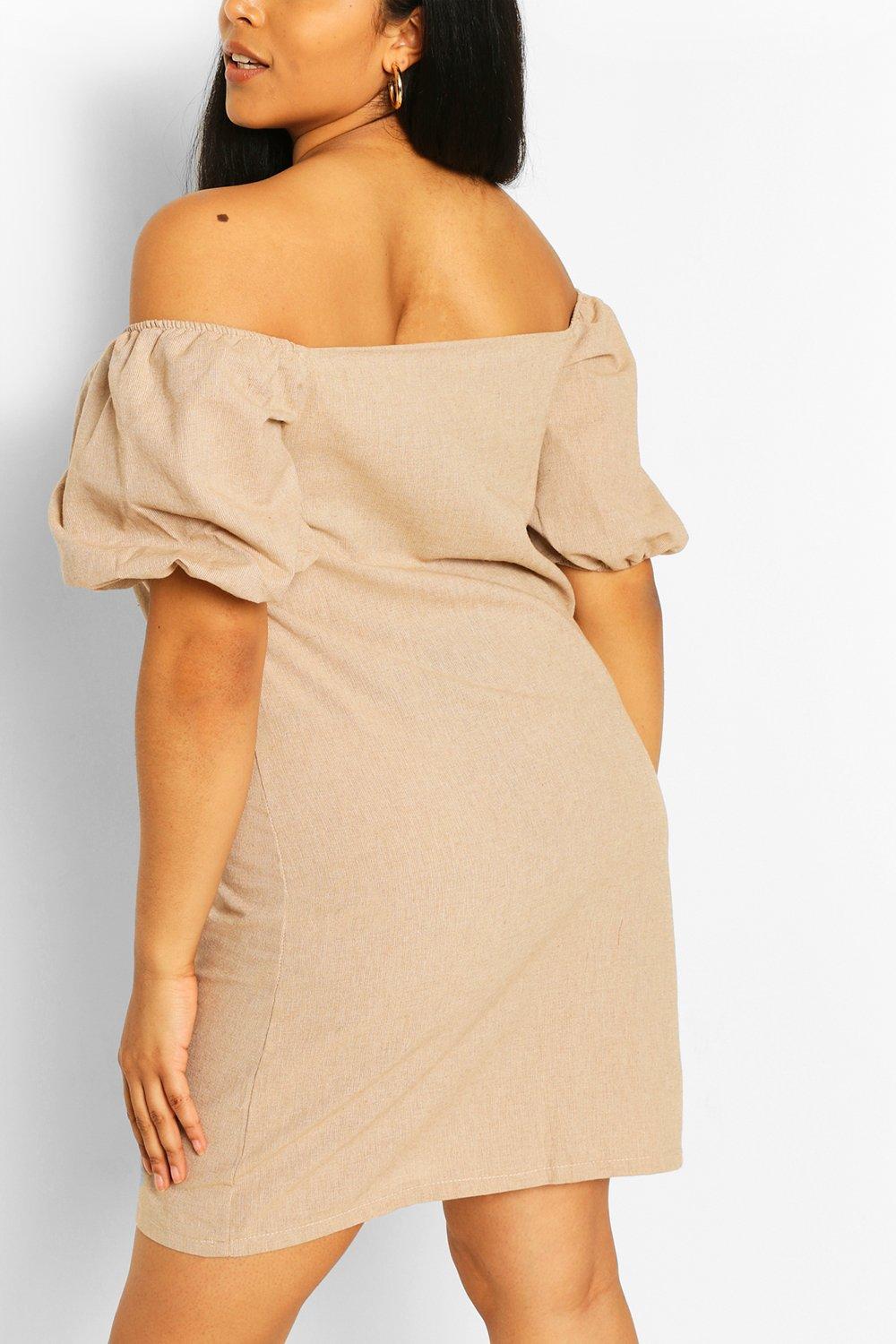 bardot linen dress