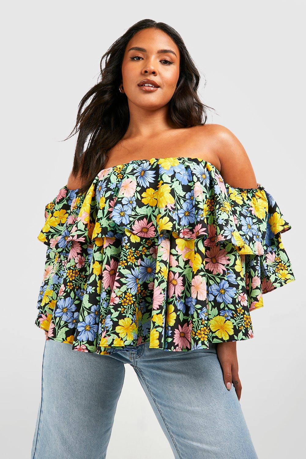 Off the shoulder outlet ruffle top