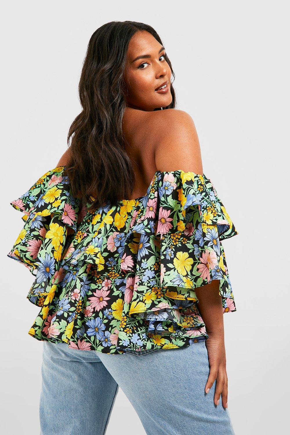 Women's Floral Ruffle Crop Top