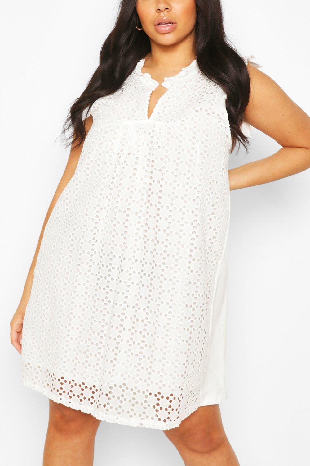 white broderie anglaise shift dress