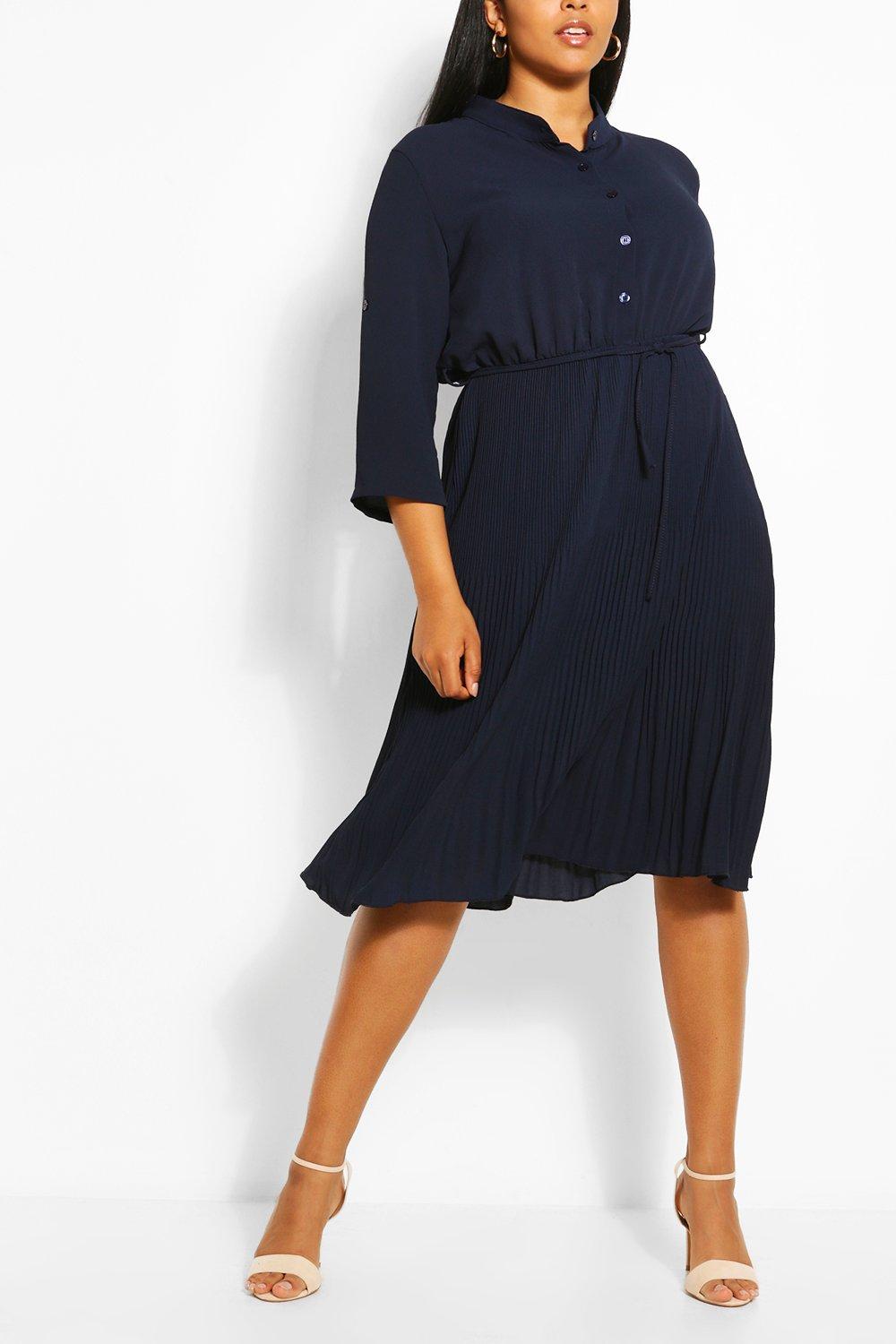 boohoo navy blue dress