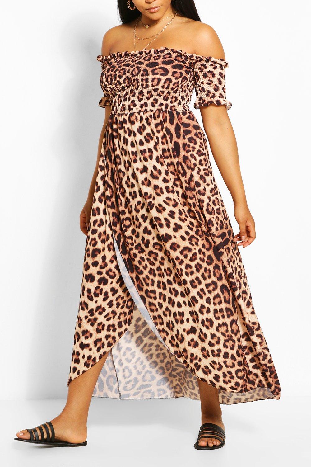 boohoo plus leopard print dress