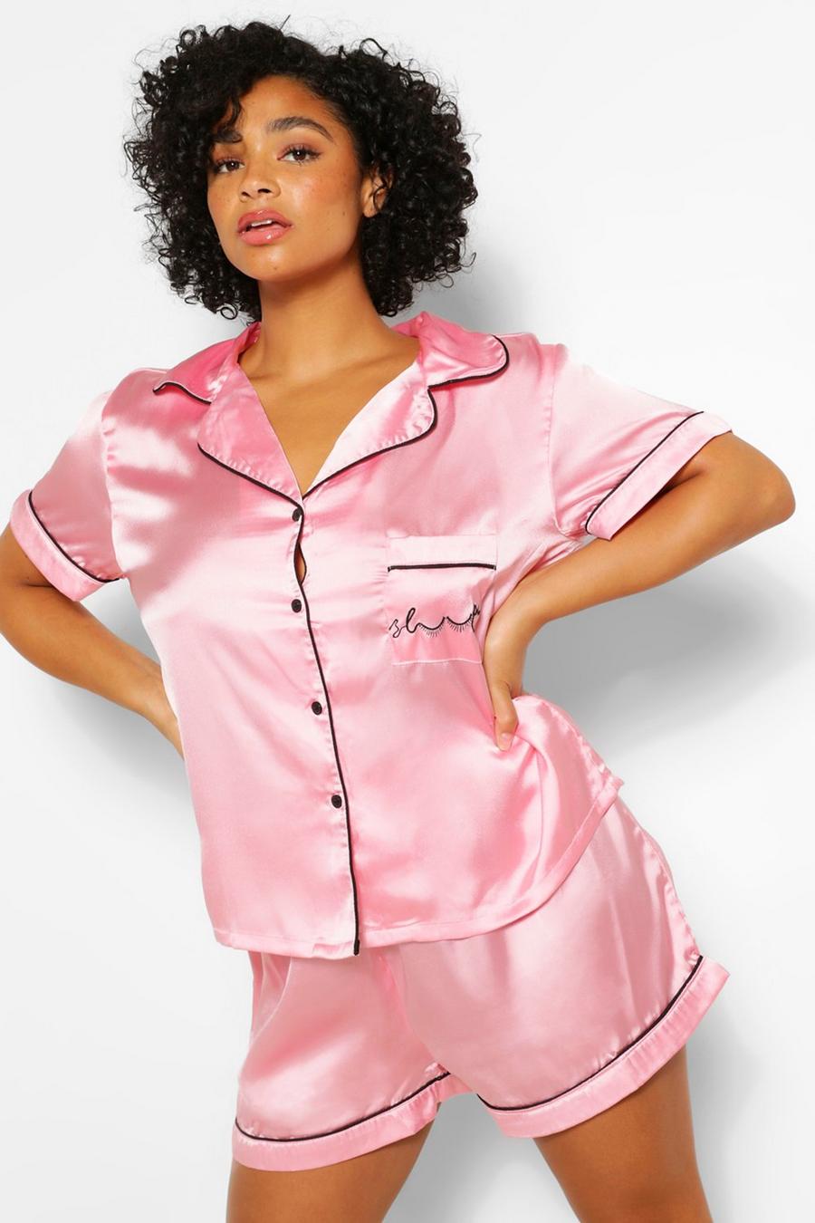 Pijama Plus de raso corto, Rosa pálido