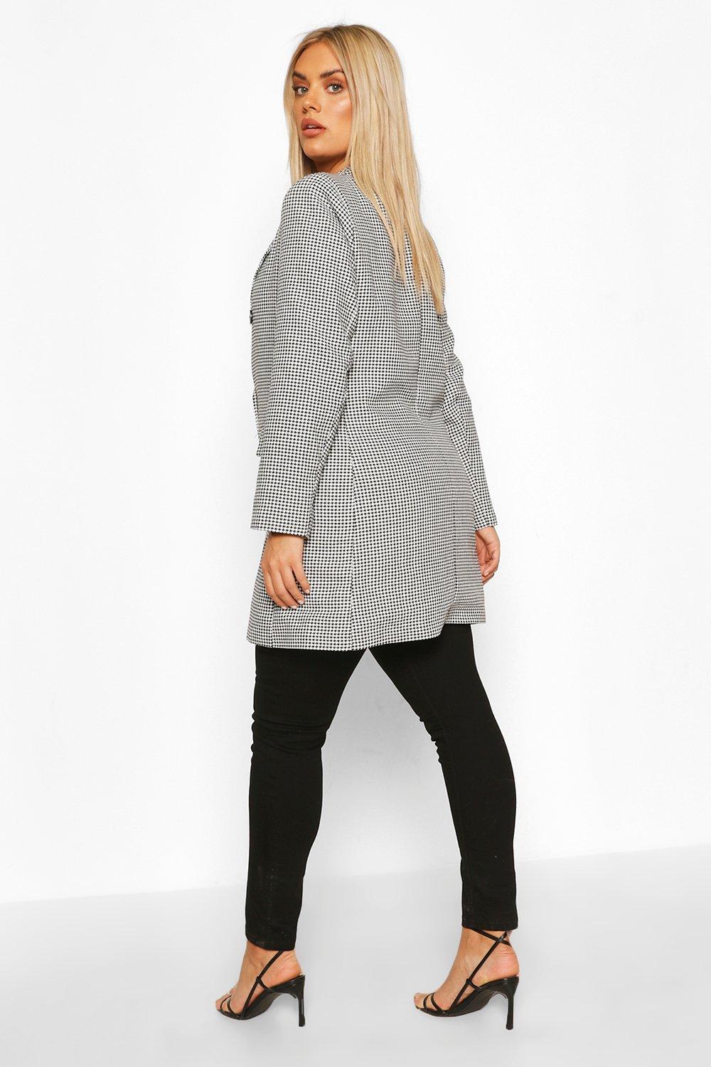 Houndstooth longline blazer deals