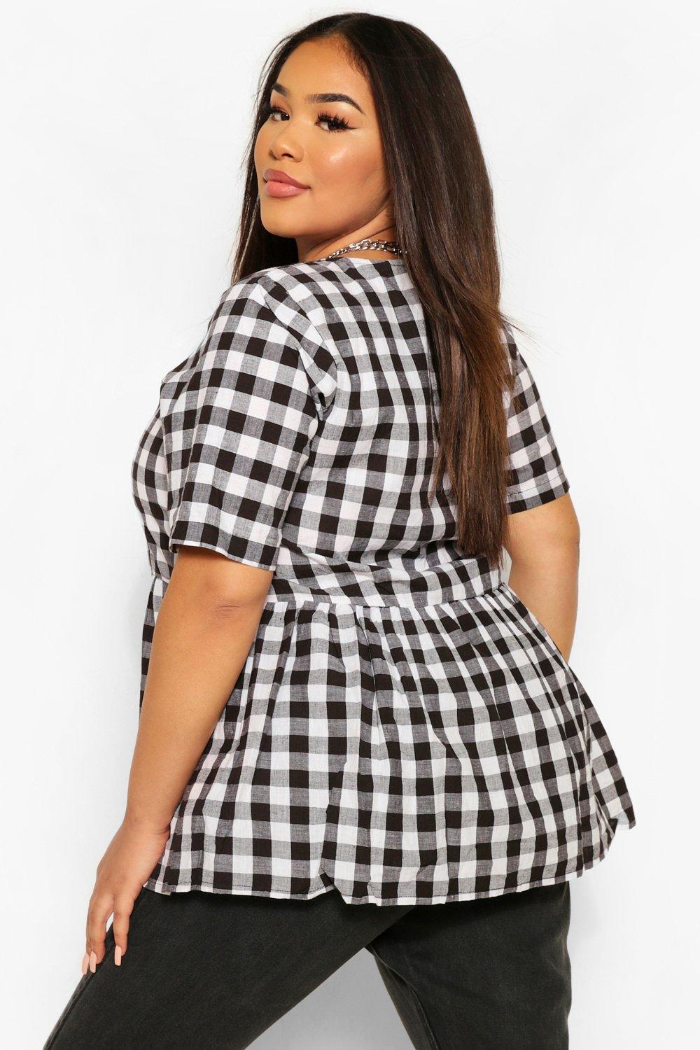 Plus Woven Gingham Top |