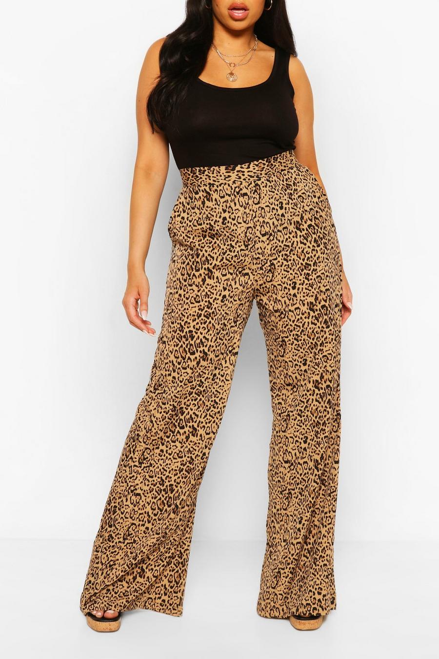 Plus - Pantalon tissé coupe large à imprimé léopard image number 1