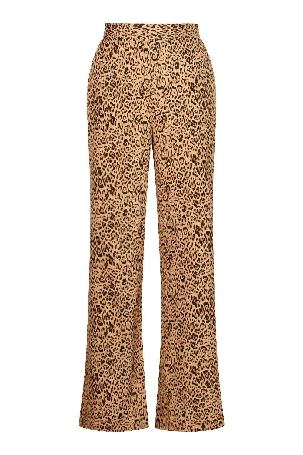 Plus Woven Leopard Formal Wide Leg Trouser