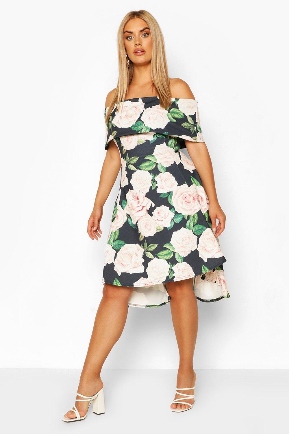 dip hem dress boohoo