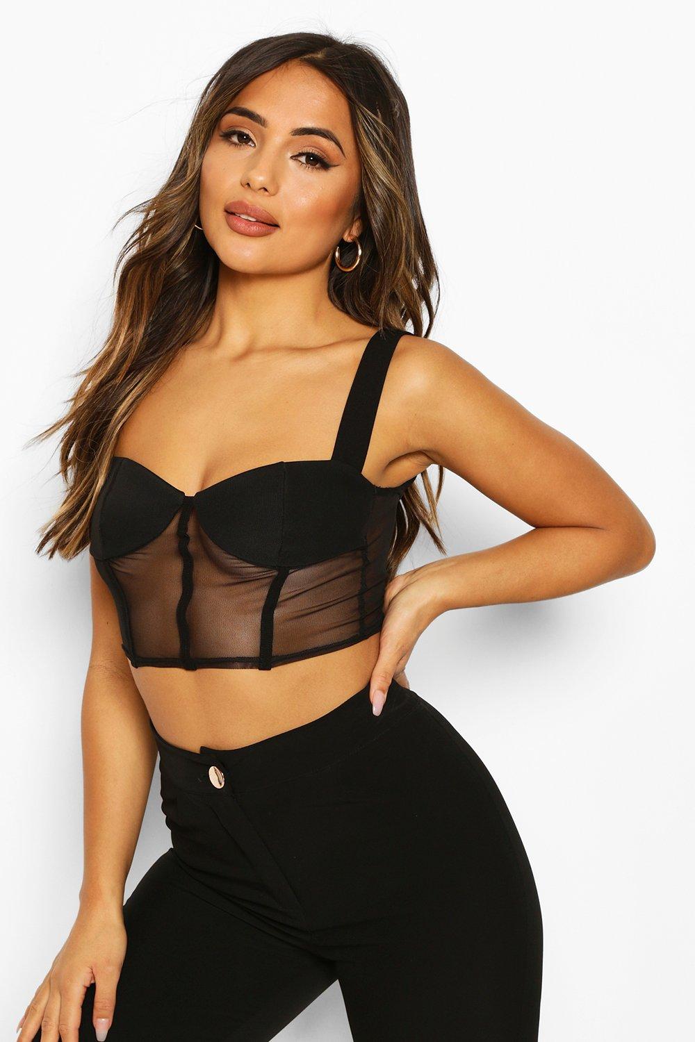 mesh corset crop top