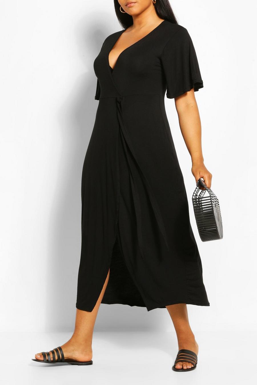 Black Plus Wrap Bodice Maxi Dress image number 1