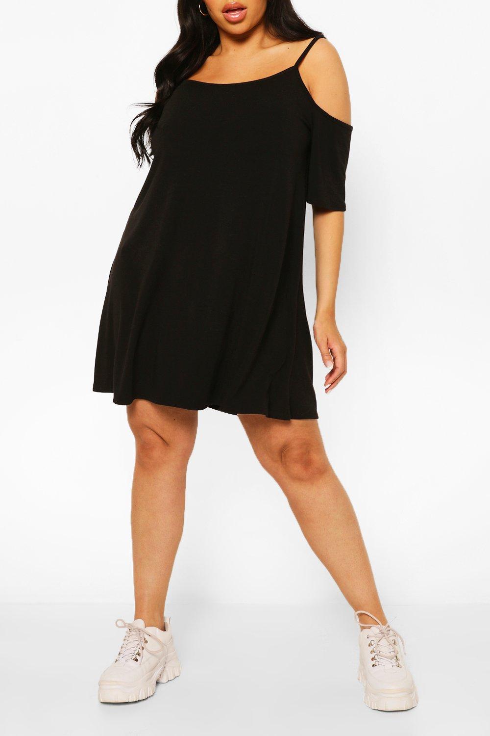 Boohoo black hotsell cold shoulder dress