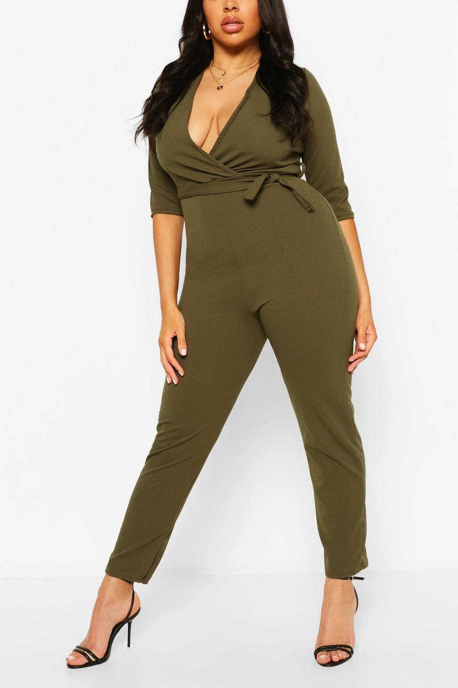 Plus Wrap Belted Tailored Jumpsuit image number 1