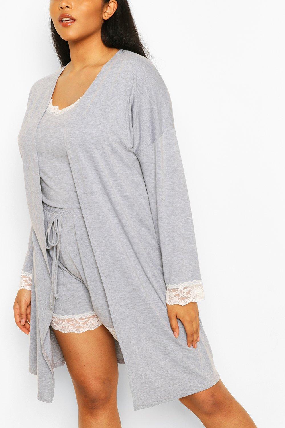 lace trim dressing gown