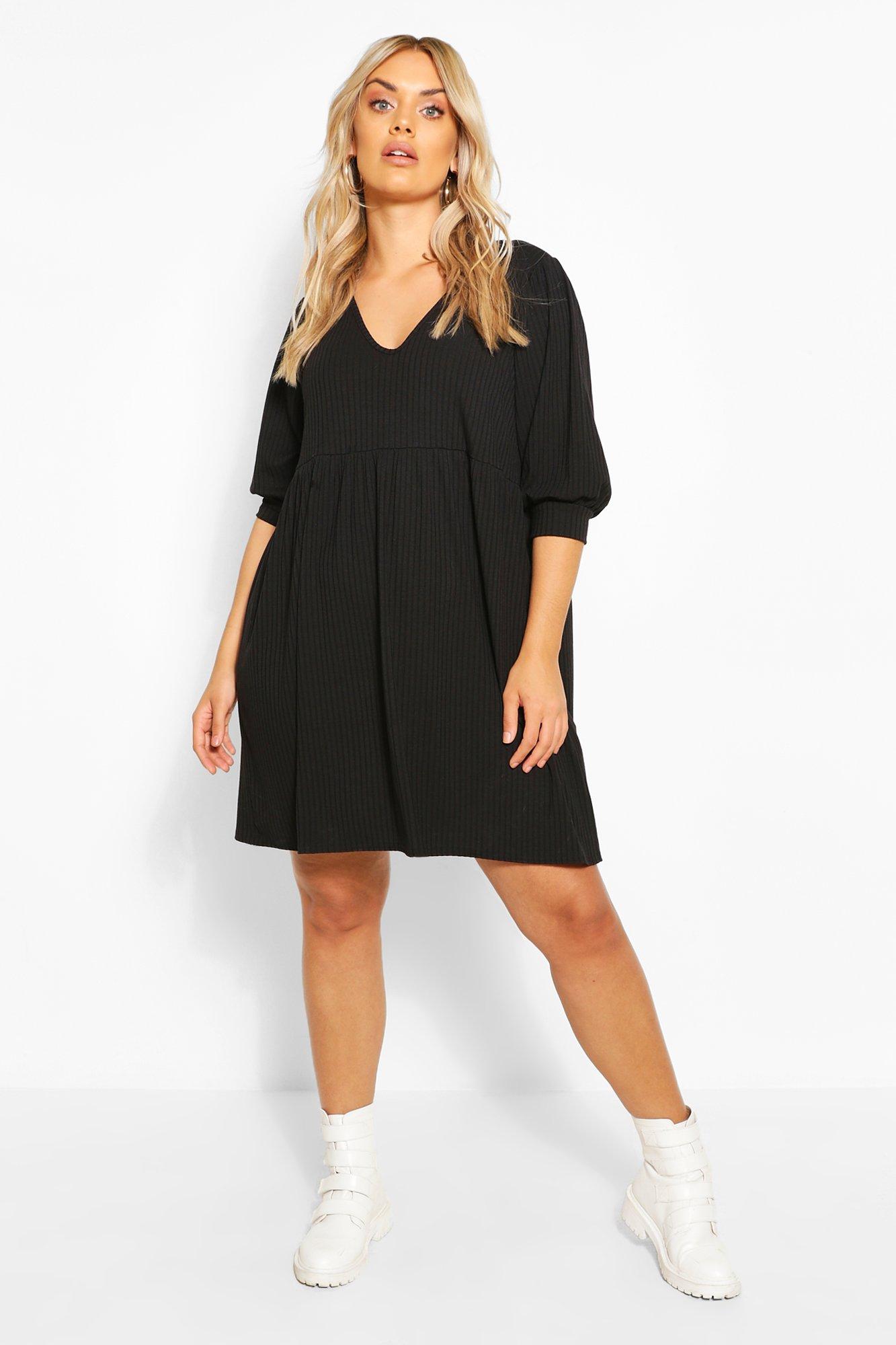 boohoo black smock dress