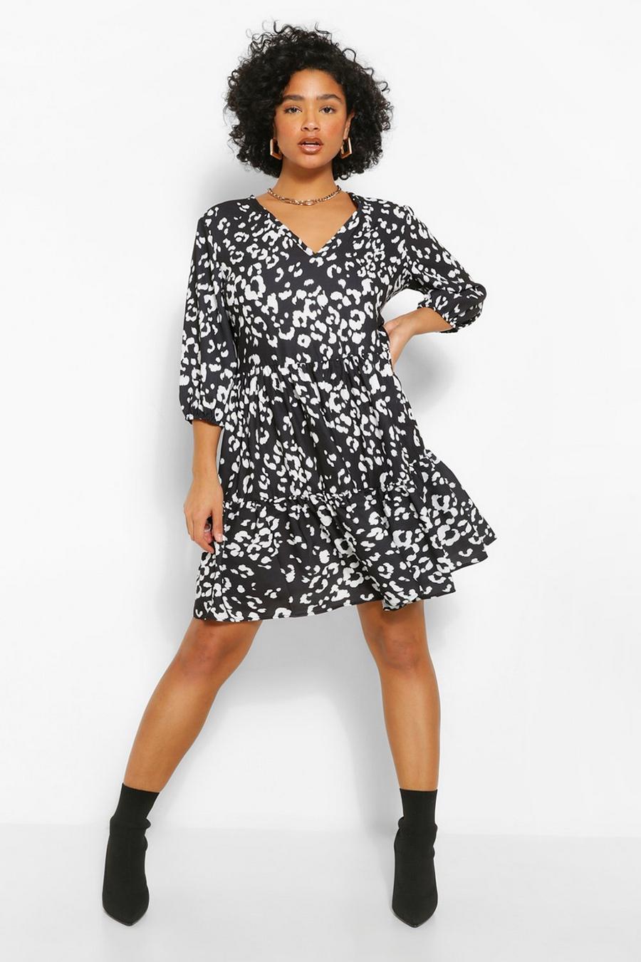 Plus Leopard Ruffle Smock Dress image number 1