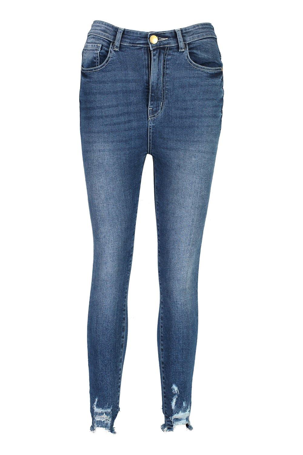 petite frayed hem skinny jeans