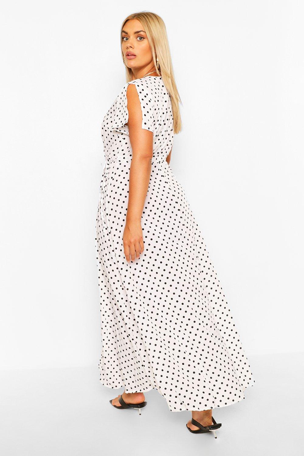 Plus Polka Dot Wrap Maxi Dress boohoo