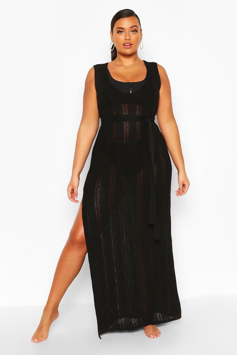 black knitted beach dress