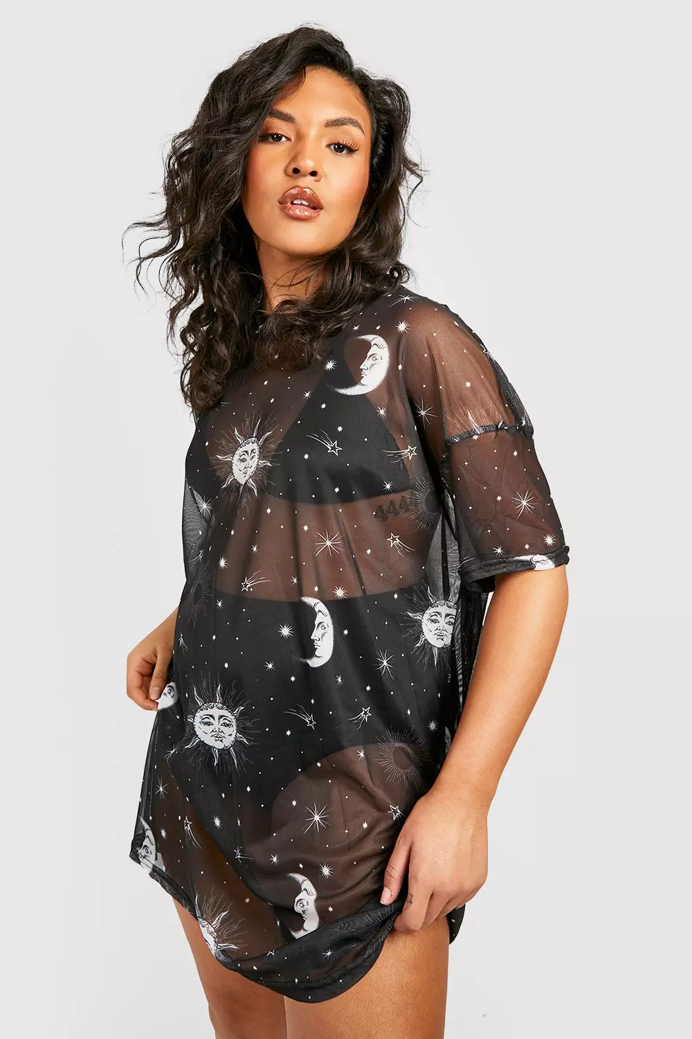 Plus Sun & Moon Mesh T-Shirt Dress