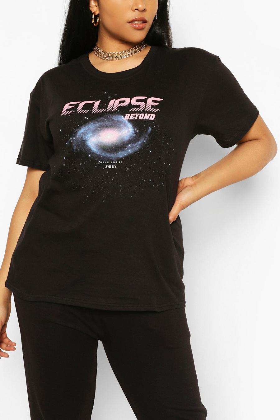 Plus T-Shirt mit „Eclipse“-Print, Schwarz image number 1