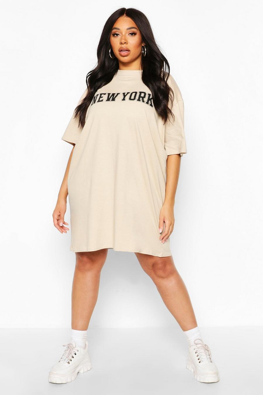 Plus New York Slogan Oversized T-Shirt Dress image number 1
