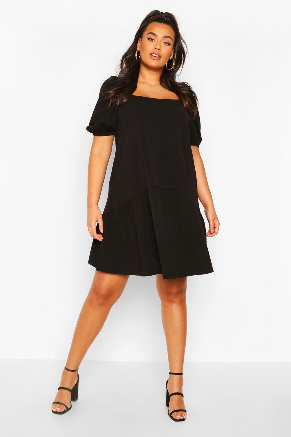 black smock dress boohoo