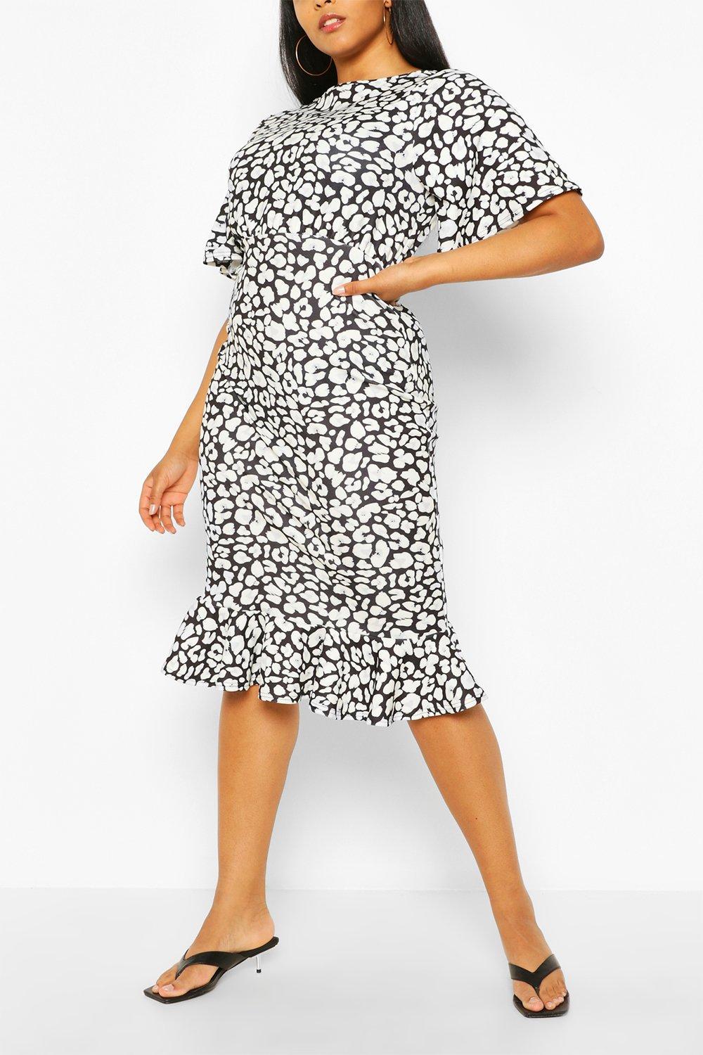 boohoo plus leopard midi dress