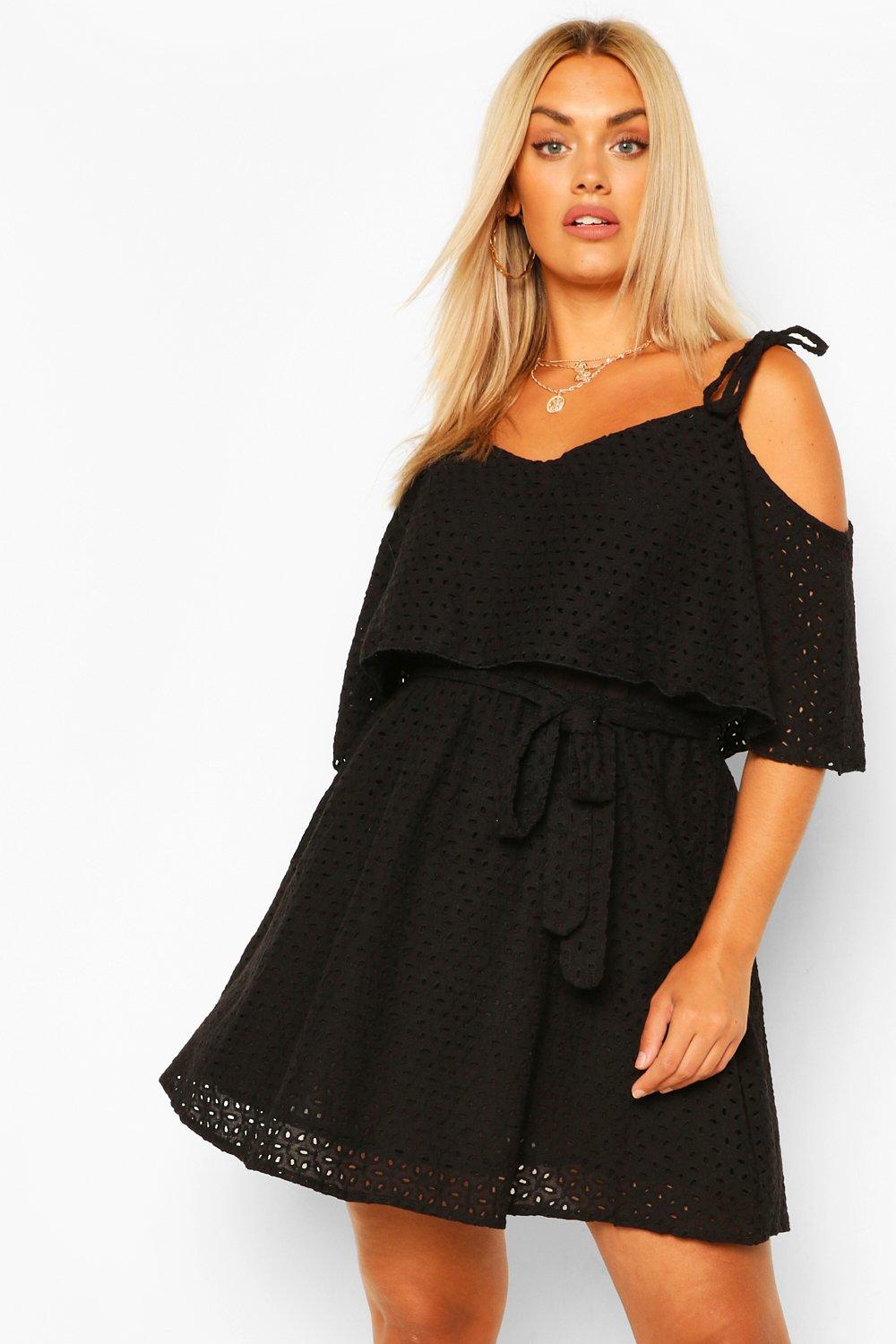 boohoo black cold shoulder dress