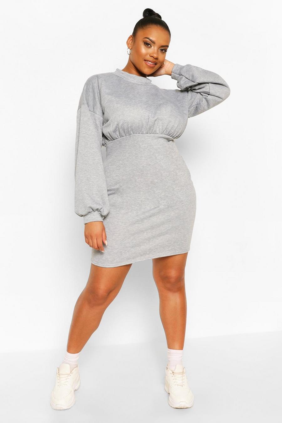 Plus High Neck Puff Sleeve Sweat Dress image number 1