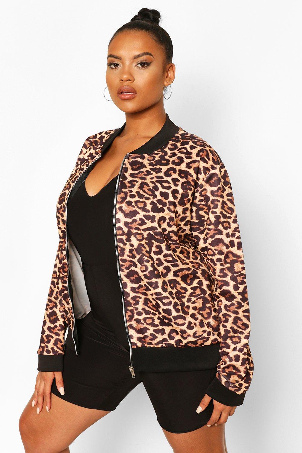 Leopard shop print bomber