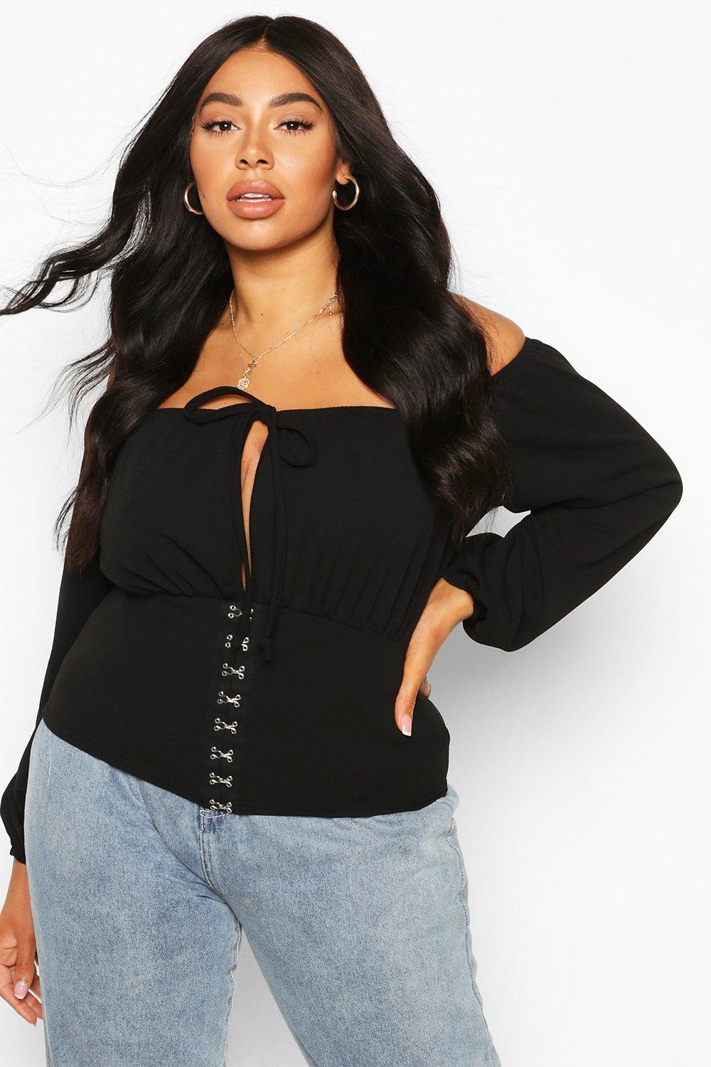 boohoo black bardot top